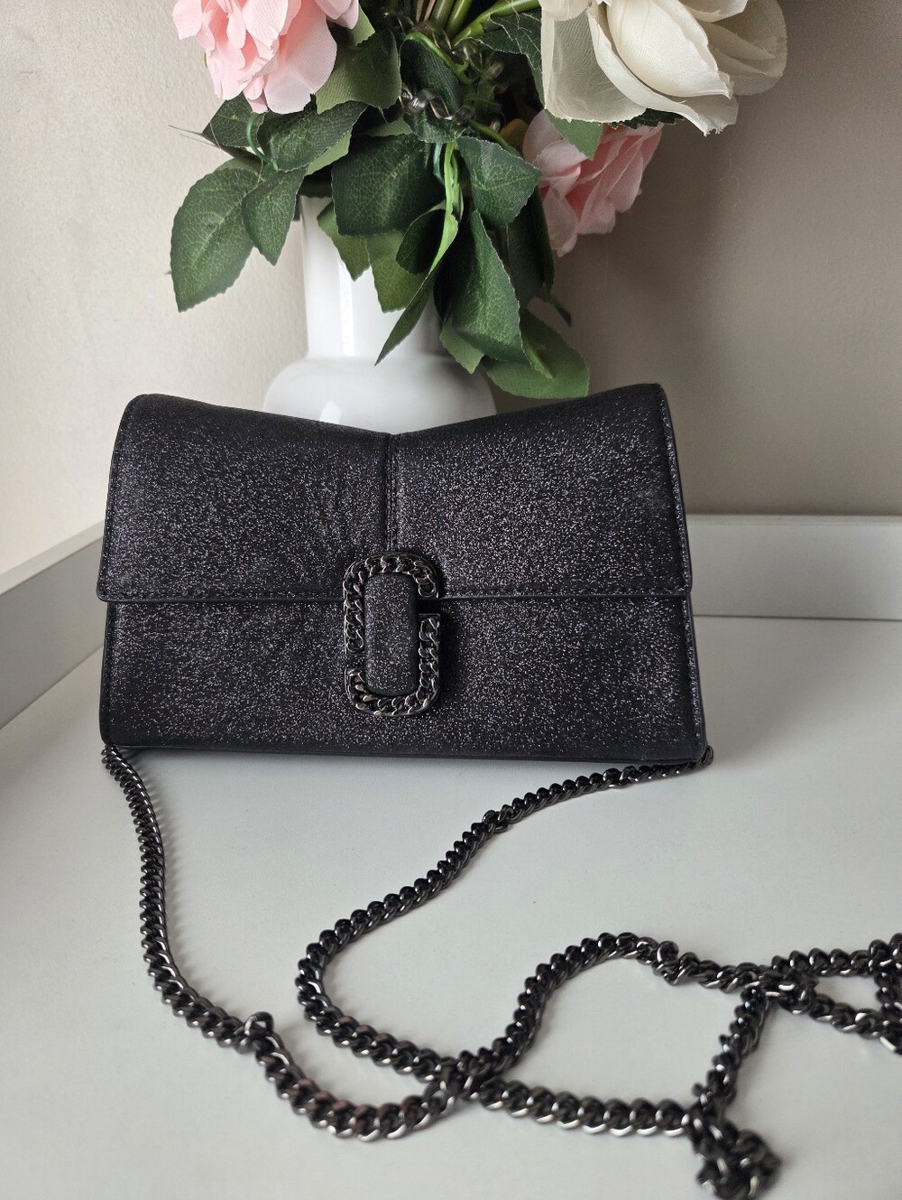 Marc Jacobs Galactic Glitter St. Marc Chain Wallet - Black